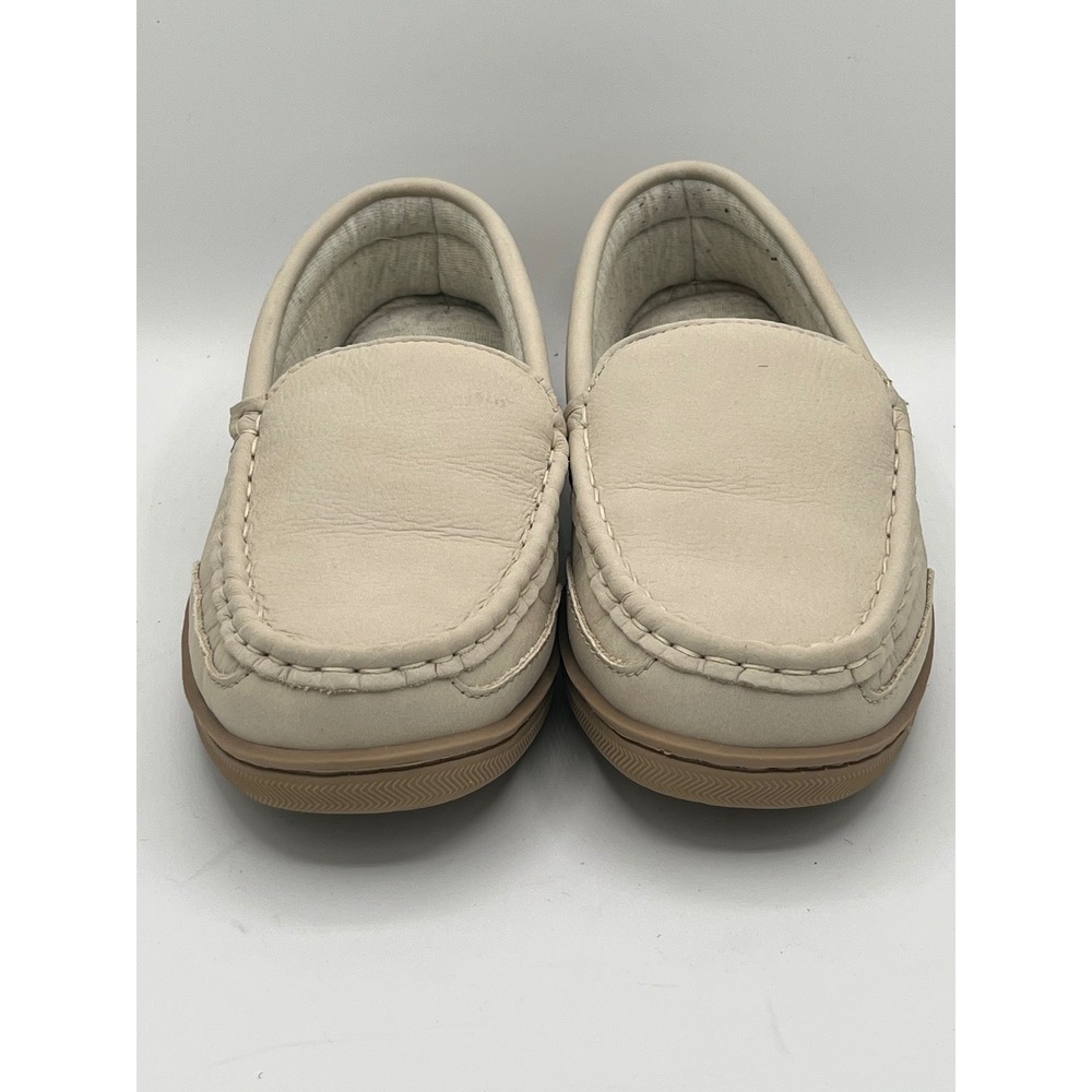 My Slippers MyPillow Women Sz 7 Cream Leather Moccasin Loafers Tan Sole 74468-03